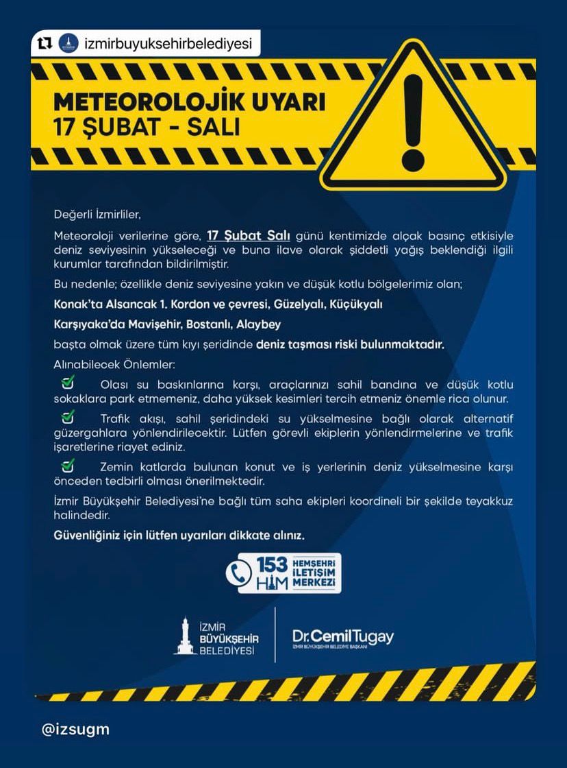 İzsu Duyurdu17 Şubat Salı Için Kritik Uyarı!