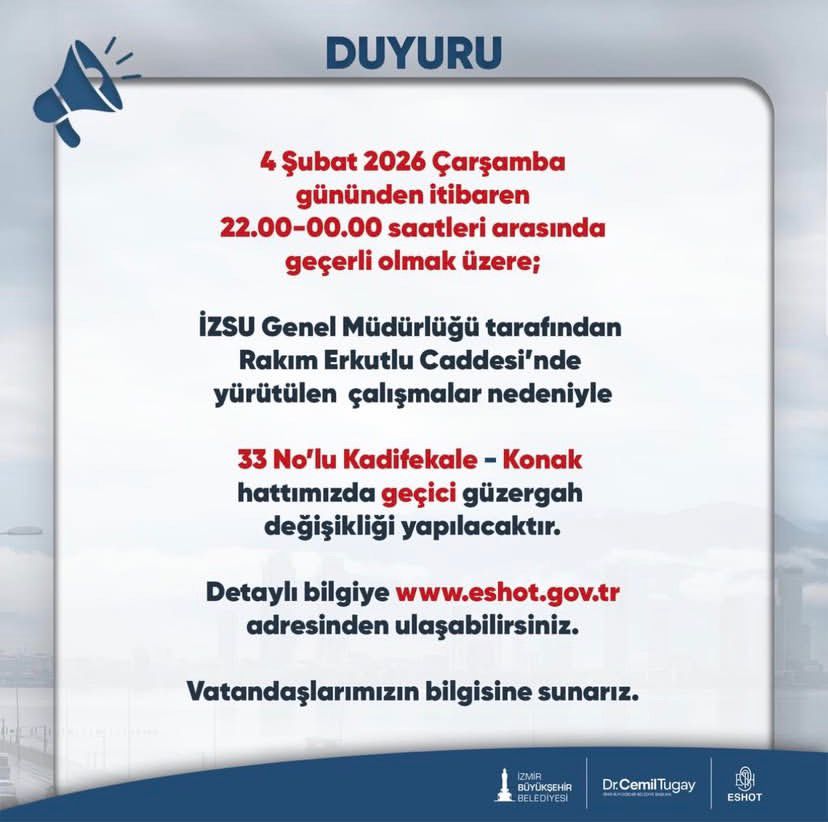 ESHOT’tan önemli uyarı: Gece rotası değişiyor!