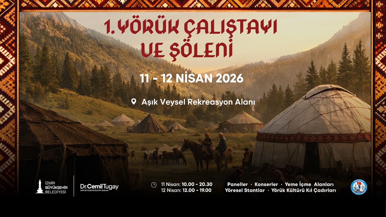 İzmir Büyükşehir Belediyesi, Yörük kültürünü tanıtmak amacıyla 11–12 Nisan’da Aşık Veysel Rekreasyon Alanı’nda çalıştay ve şölen düzenleyecek.