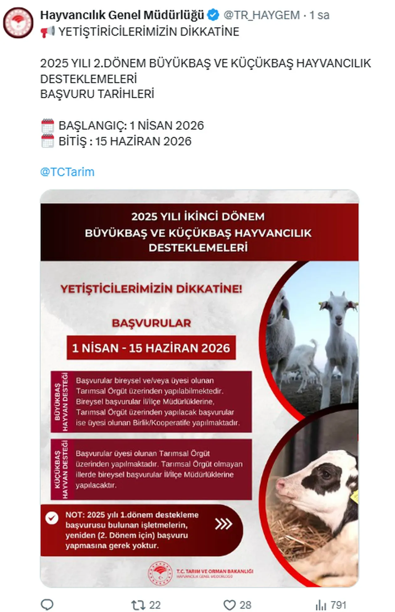 Başvurular Üyesi Olunan Tarımsal Örgüt Üzerinden Yapılmaktadır.