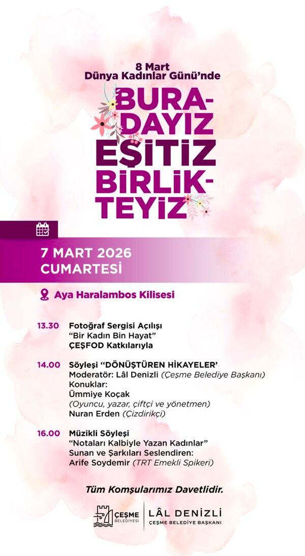 Çeşme’de 8 Mart Dünya Kadınlar Günü Iki Gün Boyunca Etkinliklerle Kutlanacakphoto 2026 03 04 08 03 42