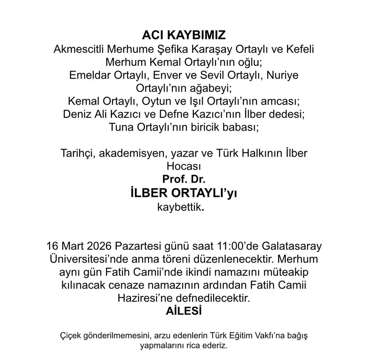 İlber Ortaylı Cenaze Töreni Ne Zaman, Saat Kaçta Defnedileceği Yer Belli Oldu (2)