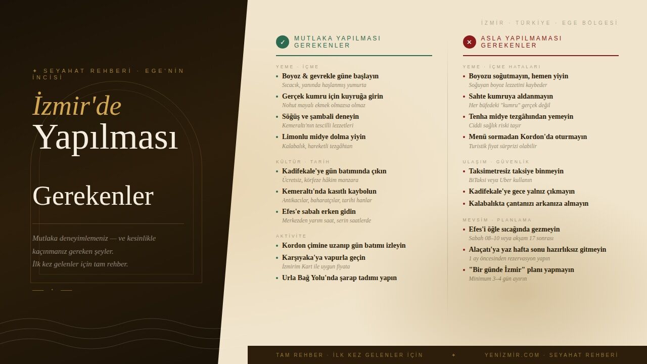 Izmir yapılması-yapılmaması gerekenler