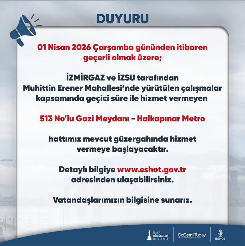 İzmirgaz Ve İzsu Tarafından Yürütülen Çalışmalar Nedeniyle İzmir’de Bir Otobüs Hattında Geçici Düzenlemeye Gidildi.