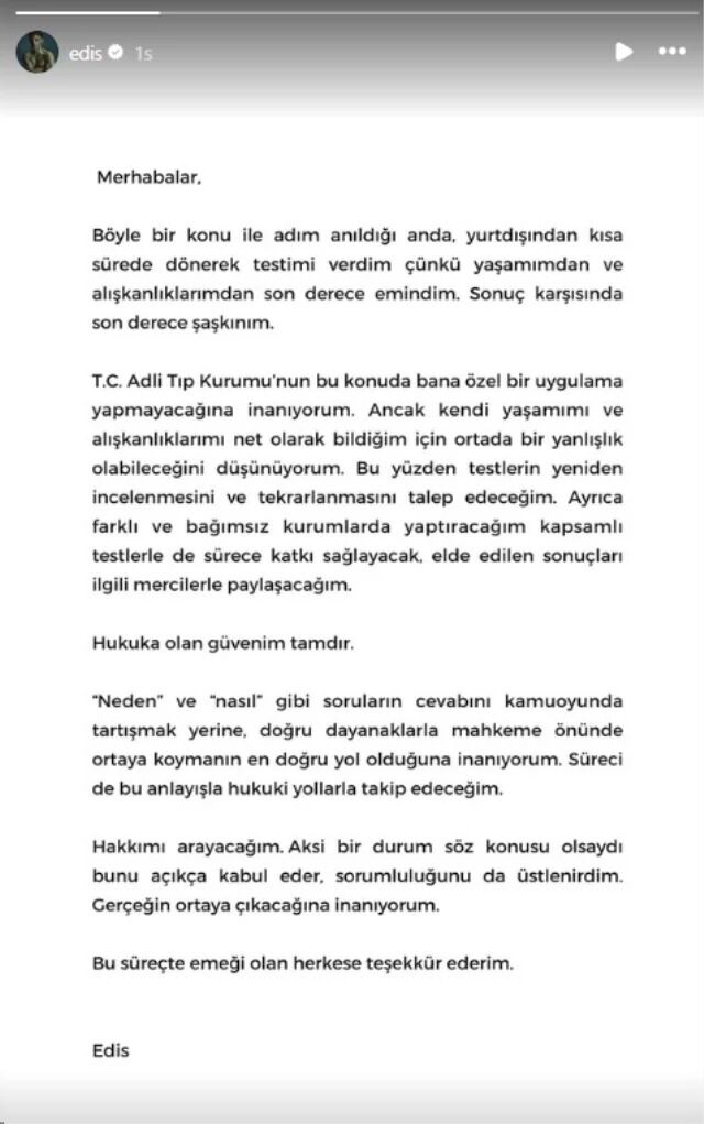 Testi Pozitif Çıkmıştı! Şarkıcı Edis'ten Ilk Açıklama