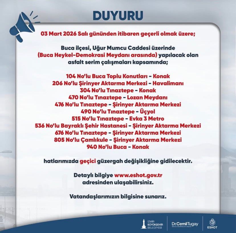 Buca’da asfalt alarmı! 11 otobüs hattı güzergah değiştiriyor