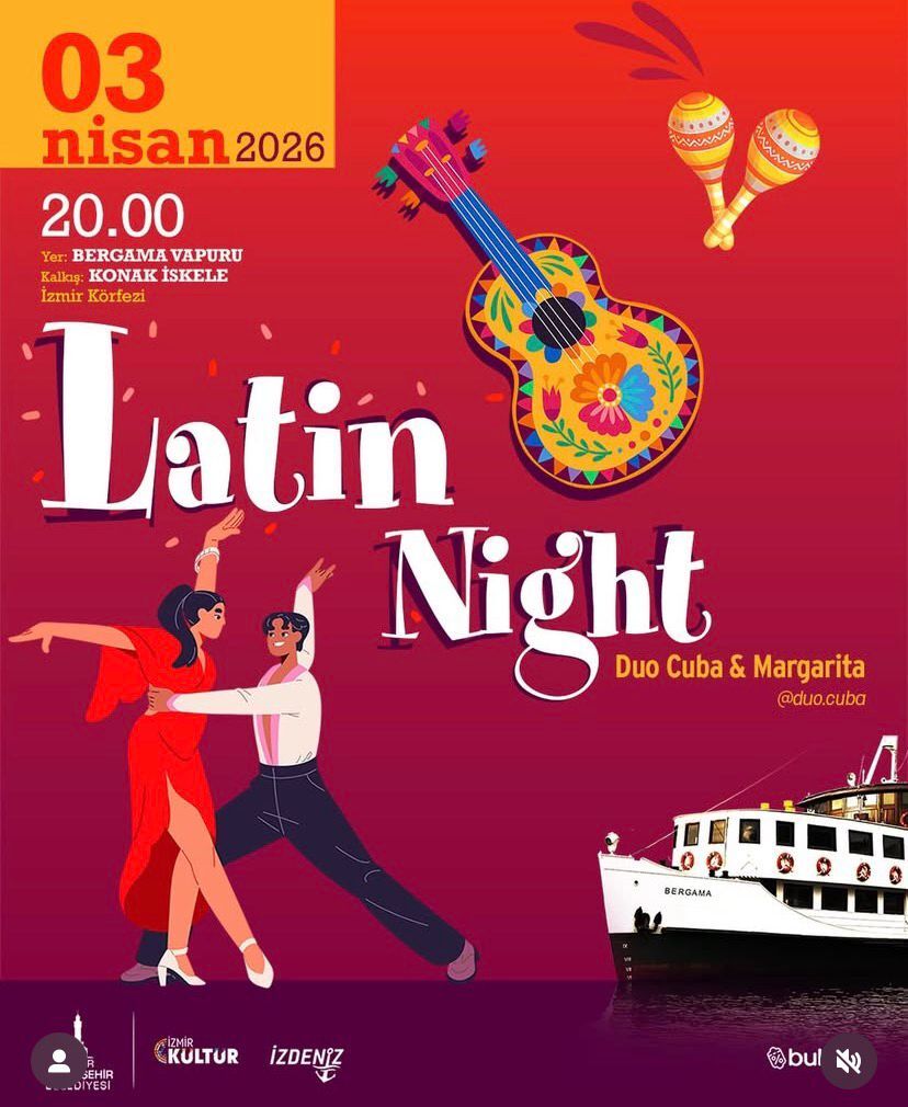 İzmir’de kültür ve eğlence dolu etkinliklere bir yenisi daha ekleniyor. İzmir Körfezi’nde düzenlenecek “Latin Night” etkinliği, müzik ve dans tutkunlarını denizin ortasında buluşturmaya hazırlanıyor.