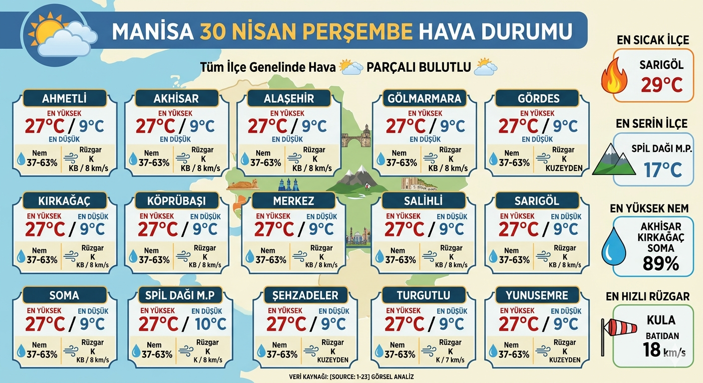 30 Nisan Manisa hava durumu