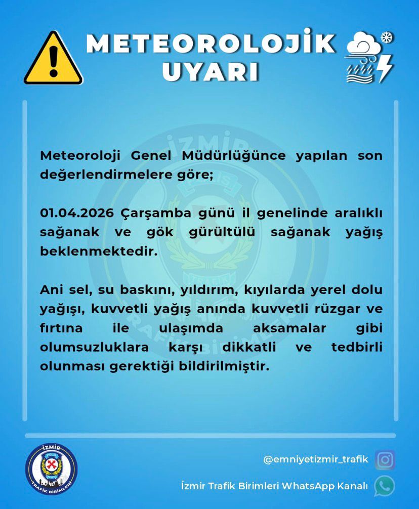 İzmir genelinde günler sürecek kuvvetli yağış sistemi için kritik uyarı yapıldı.