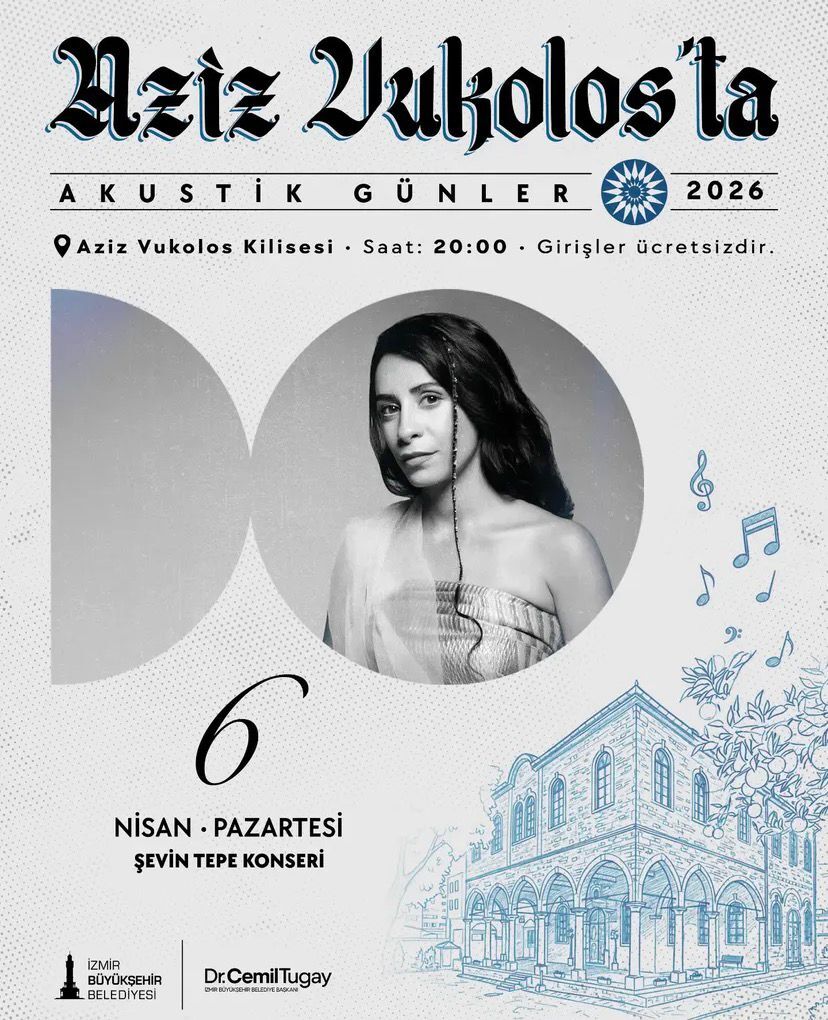 İzmir, kültür ve sanat etkinliklerine bir yenisini daha ekliyor. İzmir Büyükşehir Belediyesi öncülüğünde düzenlenen “Aziz Vukolos’ta Akustik Günler 2026” kapsamında müzikseverler ücretsiz bir konserle buluşacak.