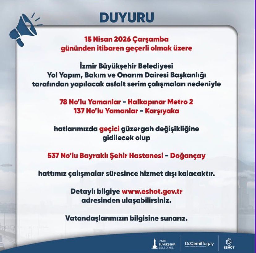 İzmir’de ulaşımı etkileyecek yeni bir düzenleme duyuruldu.