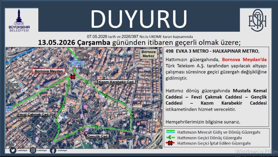13 Mayıs Eshot Duyurusu
