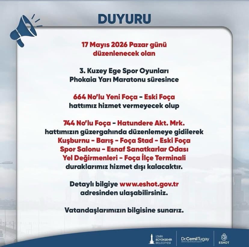 Foça Yarı Maratonu Nedeniyle Bazı Eshot Seferlerinde Düzenleme