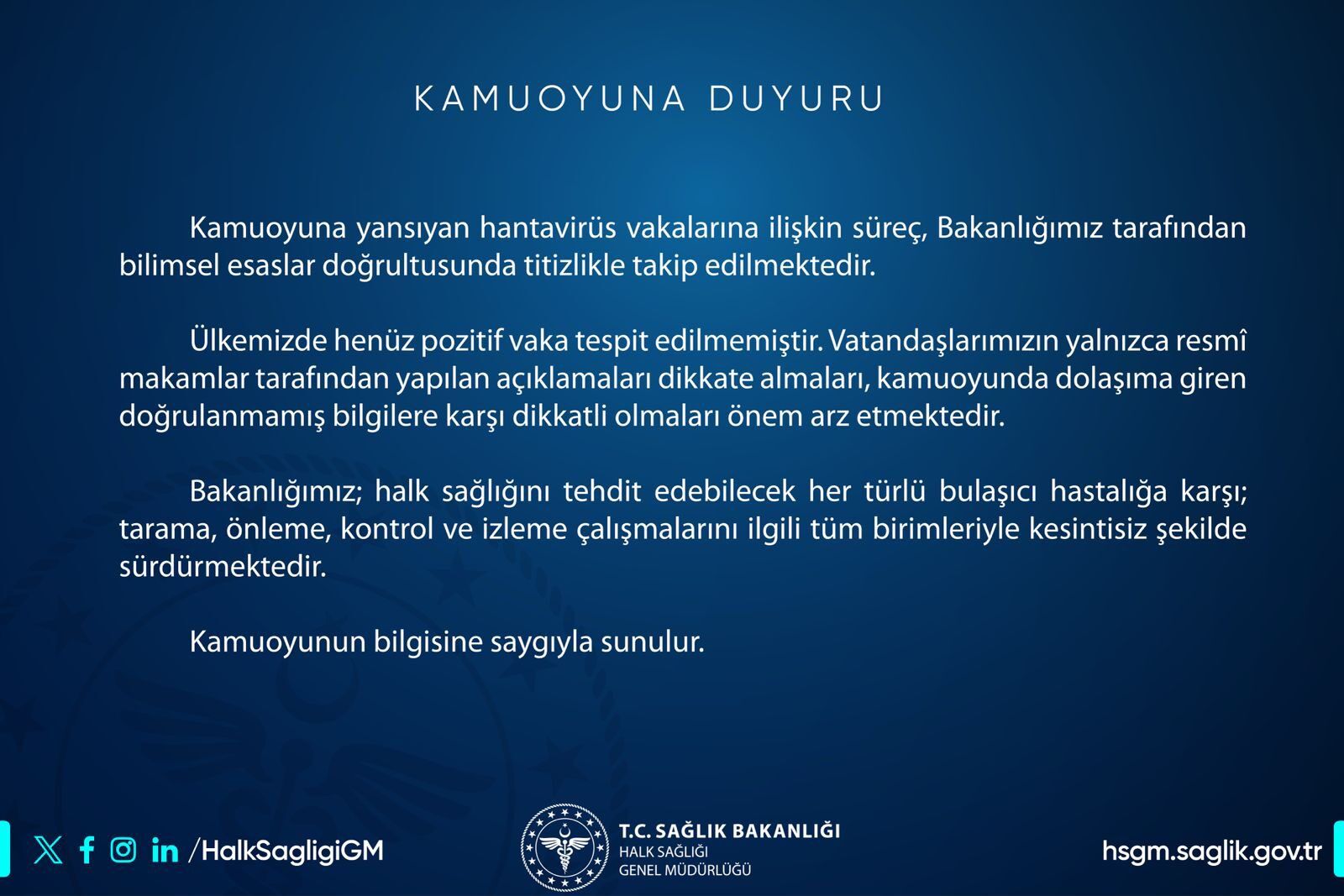 Sağlık Bakanlığı'ndan Hantavirüs Açıklaması!