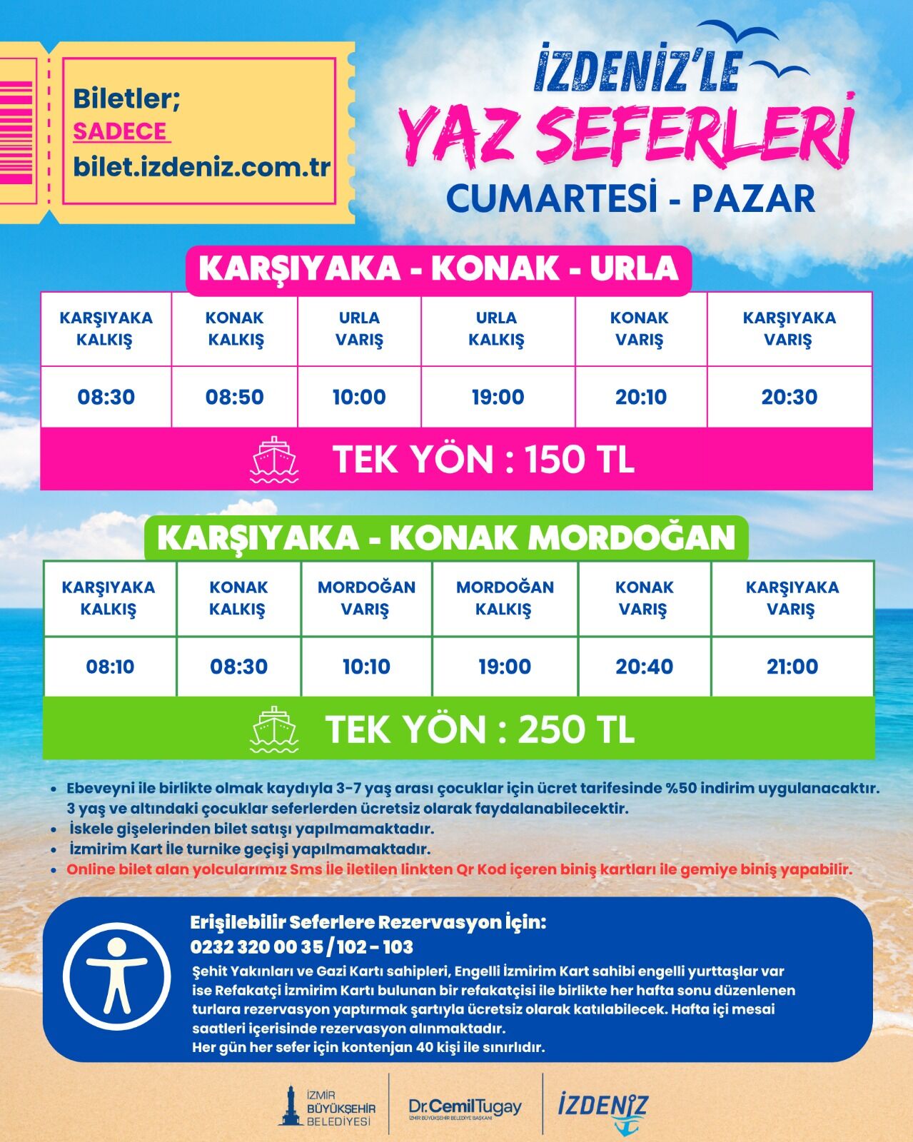 2 İzmir Büyükşehir Belediyesi’nin deniz ulaşım şirketi İZDENİZ AŞ, yaz sezonunda kentin gözde sayfiye noktalarına düzenlediği günübirlik seferlere yeniden başlıyor.