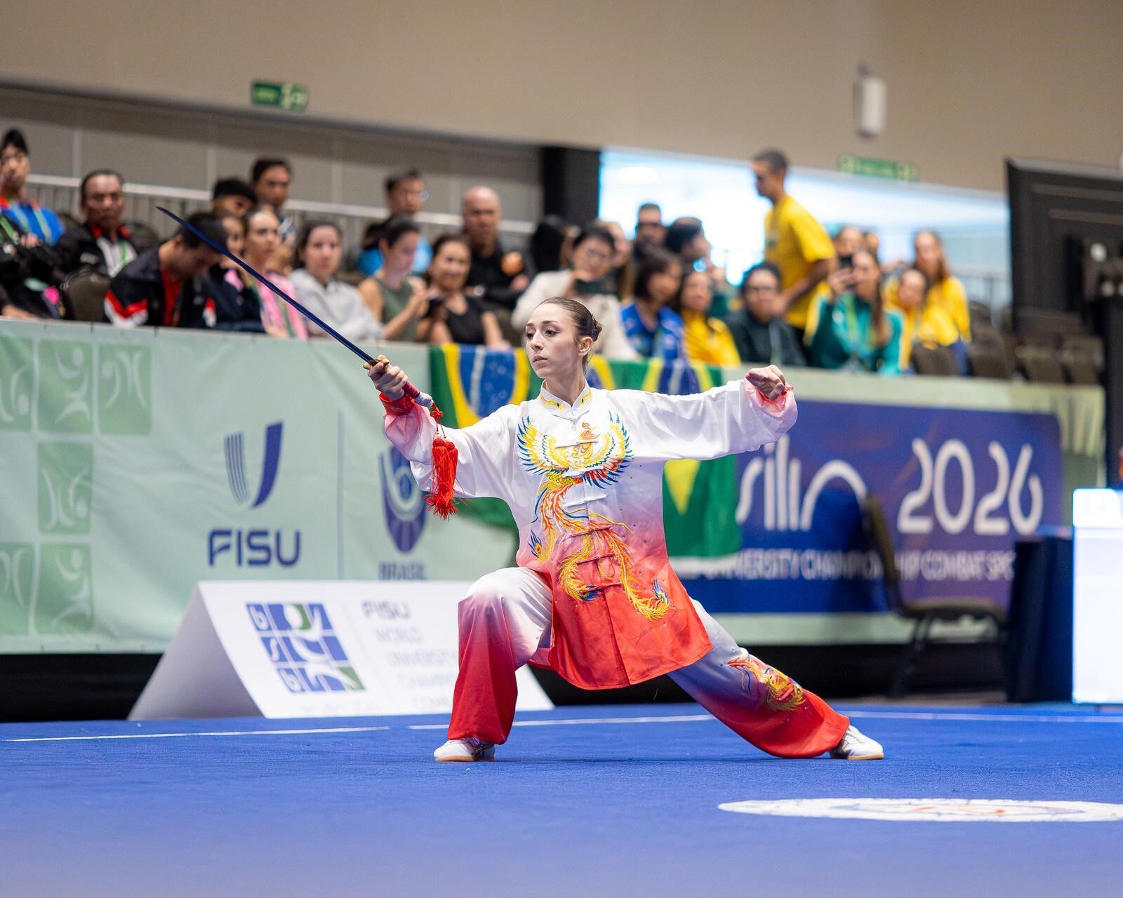 A W73412Brezilya’da düzenlenen FISU Üniversiteler Dövüş Sporları Dünya Şampiyonası’nda Wushu Kung-Fu branşında mücadele eden Ege Üniversitesi Spor Bilimleri Fakültesi öğrencisi Liyne Nisa Akgül, iki farklı kategoride dünya ikincisi olarak gümüş madalya ka