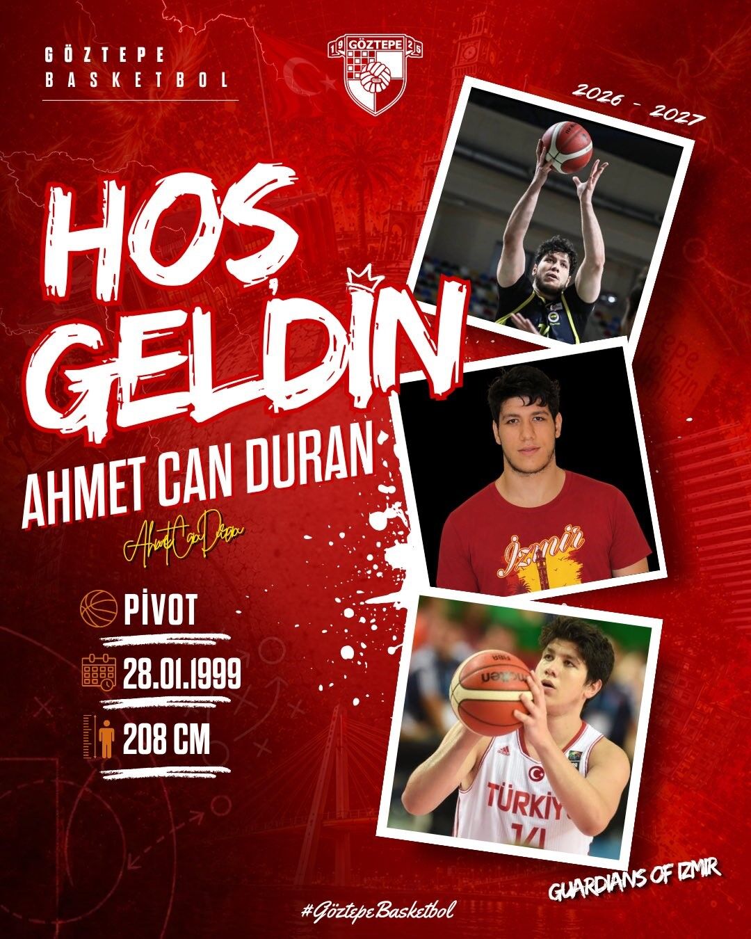 Göztepe Basketbol, 27 yaşındaki pivot Ahmet Can Duran’ı kadrosuna kattığını açıkladı.