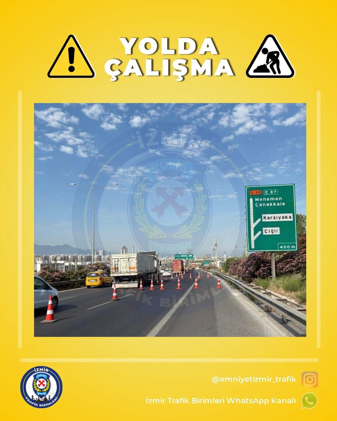 Çiğli kavşağı öncesinde yol çalışması: