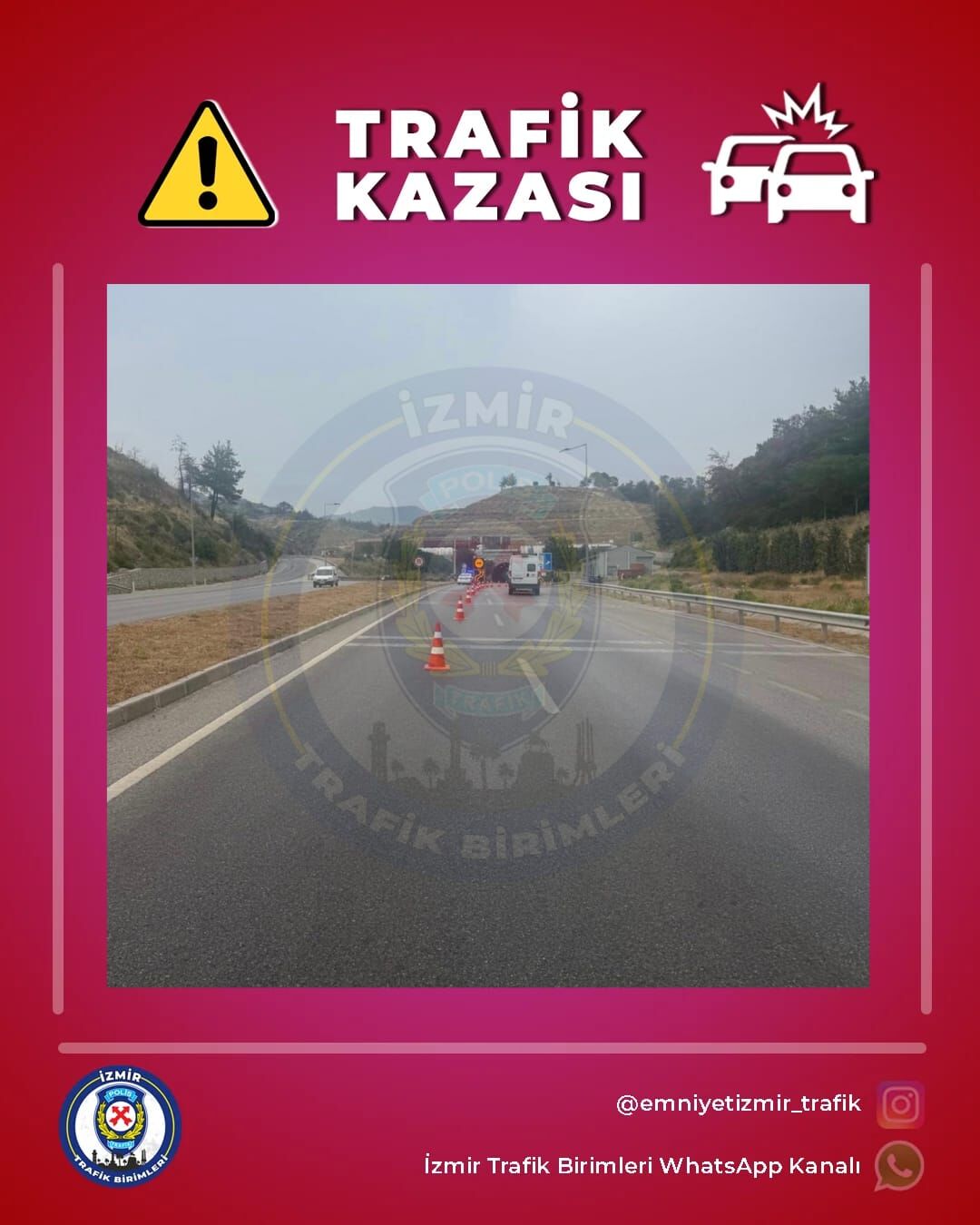 Manisa Devlet Karayolu üzerinde bulunan Sabuncubeli Tüneli'nde meydana gelen trafik kazası nedeniyle ulaşım geçici olarak durduruldu.