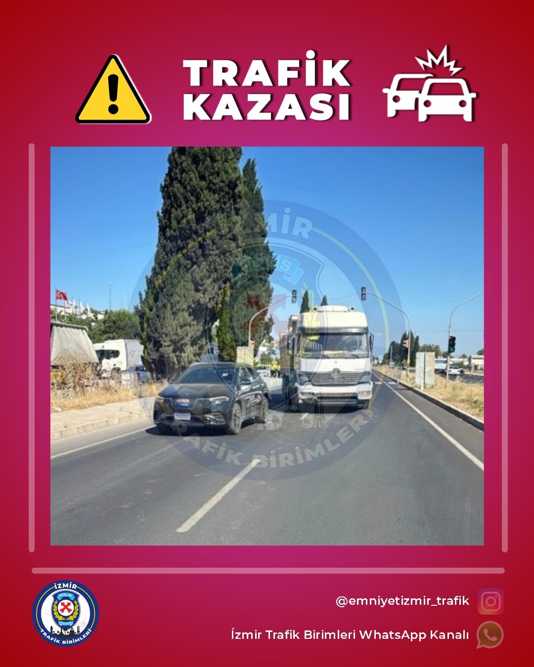 İzmir-Aydın devlet karayolu üzerinde meydana gelen trafik kazası nedeniyle Gaziemir yönündeki trafik akışı geçici olarak yan yola yönlendirildi.