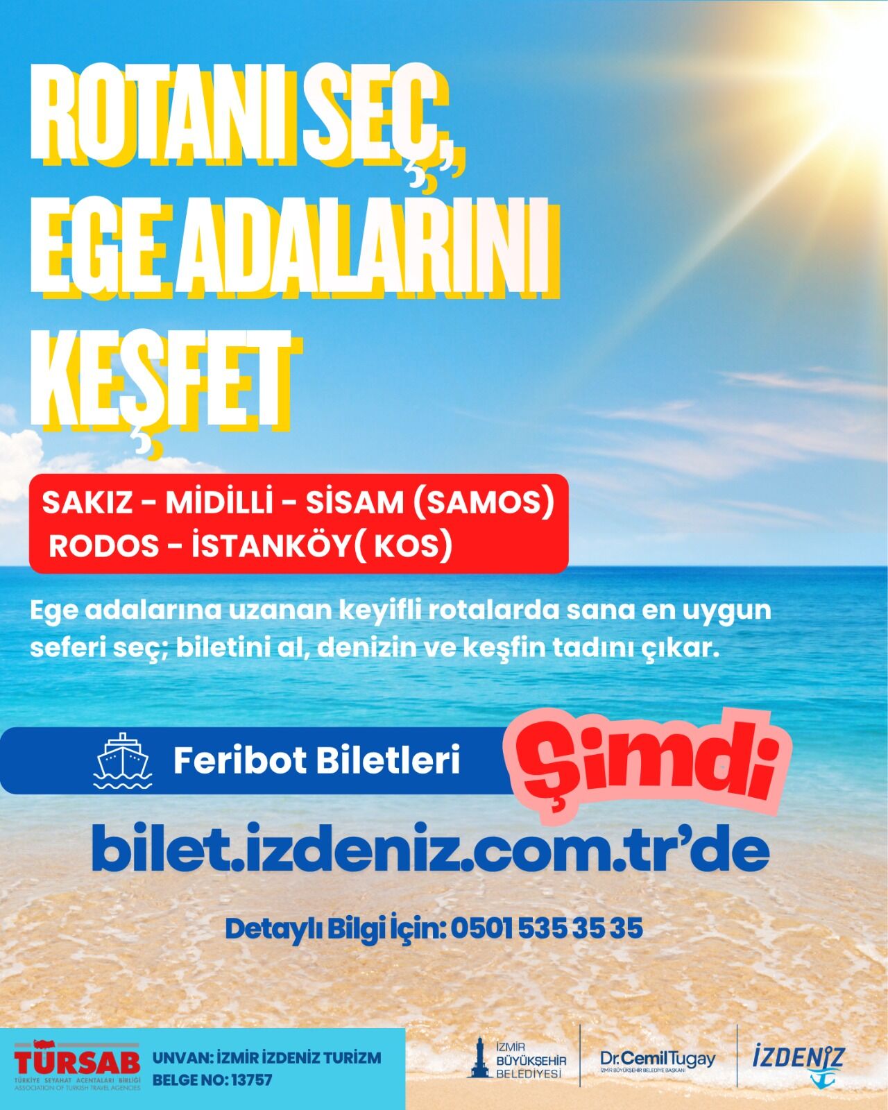 İzmir Büyükşehir Belediyesi iştiraki İZDENİZ, Ege adalarına seyahat edecek yolcular için feribot biletlerini dijital ortamda satışa sundu.