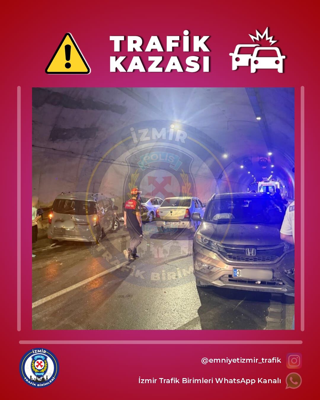 İzmir Manisa Devlet Karayolu Üzerinde Bulunan Sabuncubeli Tüneli'nde Meydana Gelen Trafik Kazası Nedeniyle Tünel Trafiğe Kapatıldı.
