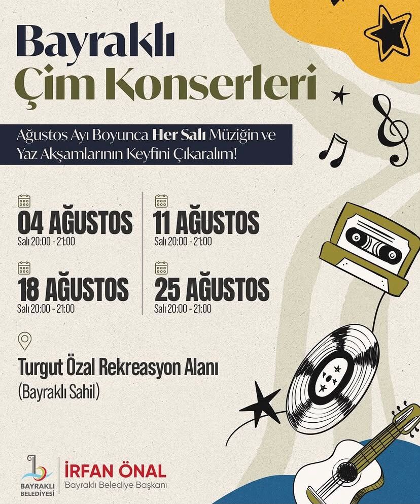 Bayraklı Belediyesi, Ağustos ayı boyunca ilçe sakinlerini müzik ve yaz akşamlarının keyfiyle buluşturmaya hazırlanıyor.
