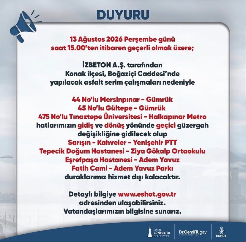 İzmir'de otobüs güzergahları değişiyor: Kapanacak durakların listesi