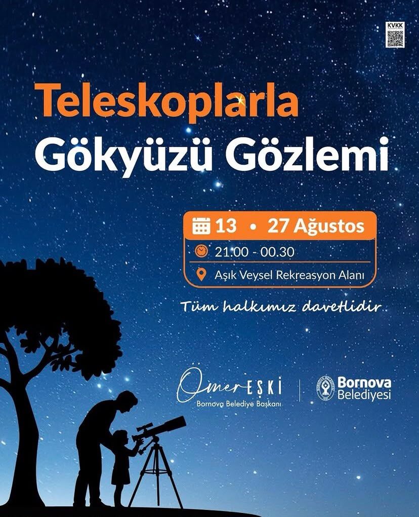 Bornova Belediyesi, astronomi meraklılarını ve gökyüzünü keşfetmek isteyen tüm vatandaşları heyecan verici bir etkinlikte buluşturuyor.