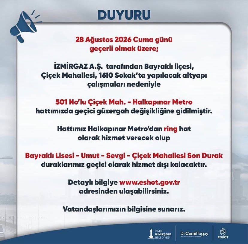 Bayraklı’da otobüs güzergahı değişiyor