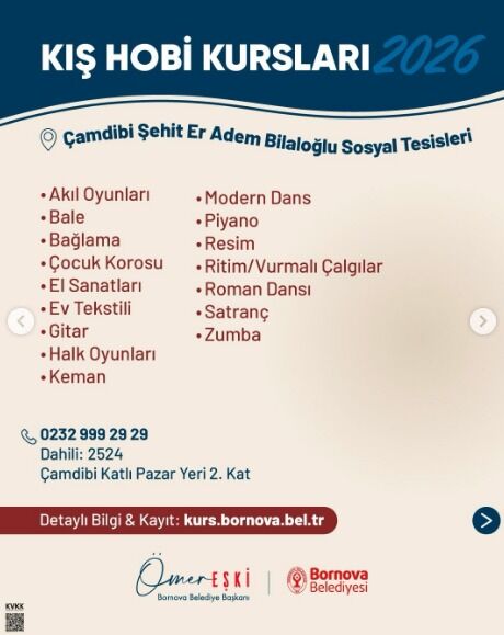 Bornova Belediyesi, Ilçedeki Farklı Merkezlerde Düzenlenecek Kış Hobi Kursları 2026 Eğitimleri Için Kayıt Sürecini Başlatıyor (2)