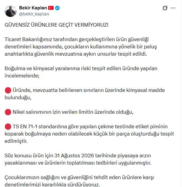 Ticaret Bakanlığından Peluş Oyuncaklara Yasak