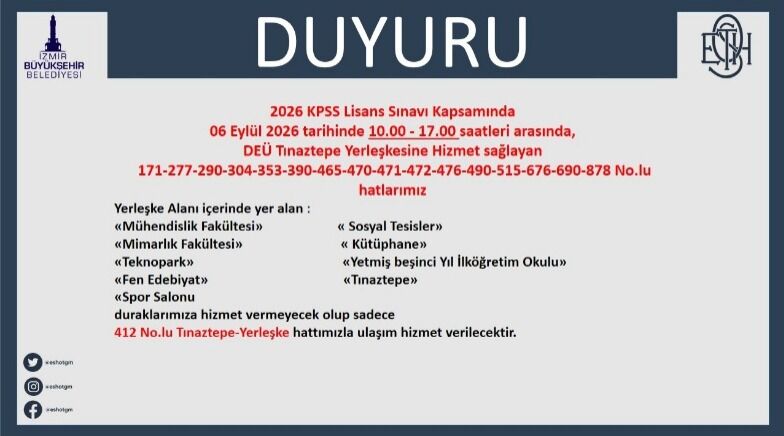 İzmir'de KPSS günü ulaşım alarmı