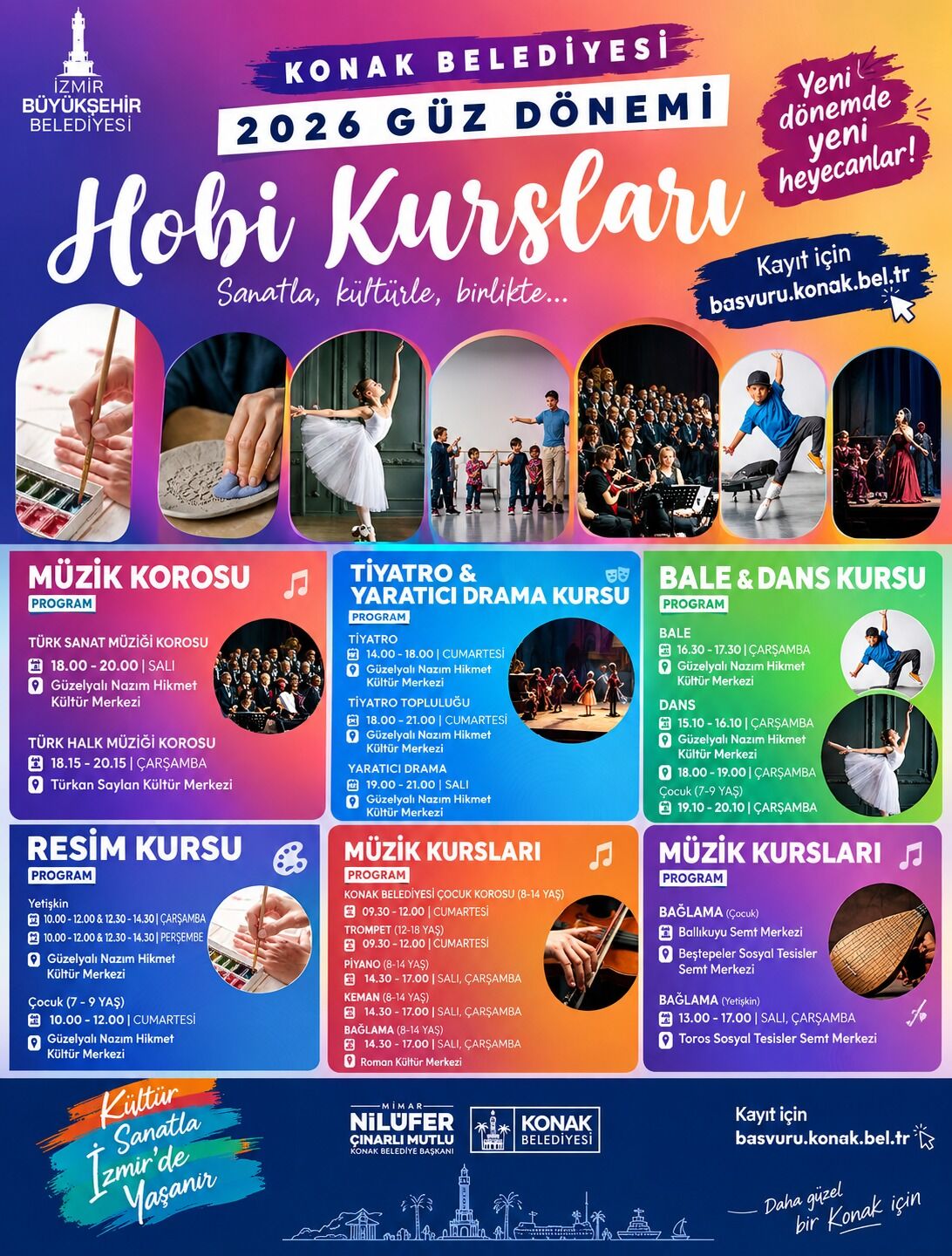 Konak Belediyesi, yeni sezonda çocuklara ve yetişkinlere yönelik geniş bir yelpazede ücretsiz hobi kursları düzenliyor.