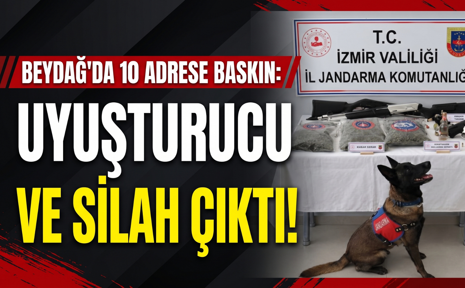 İzmir’de 10 adrese operasyon! Esrar ve ruhsatsız silahlar ele geçirildi!