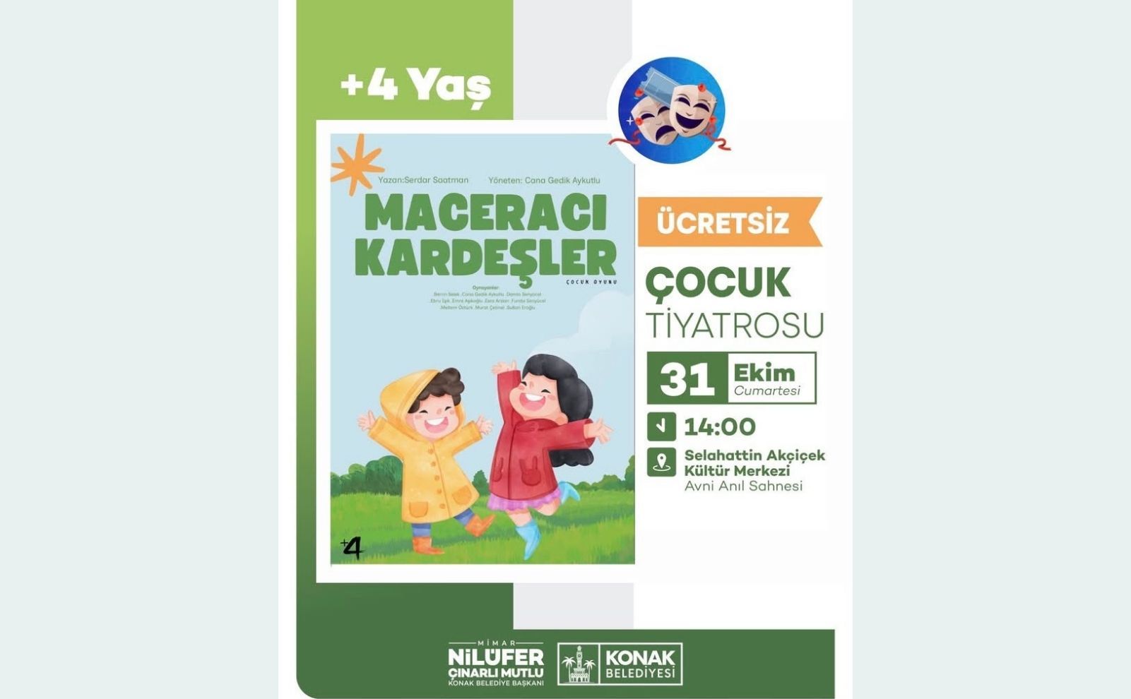 Konak’ta çocuklara ücretsiz tiyatro keyfi