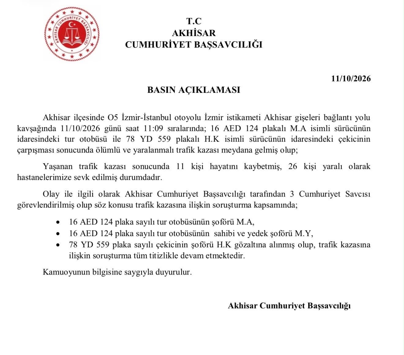Manisa’daki Kazada 3 Şüpheli Gözaltına Alındı