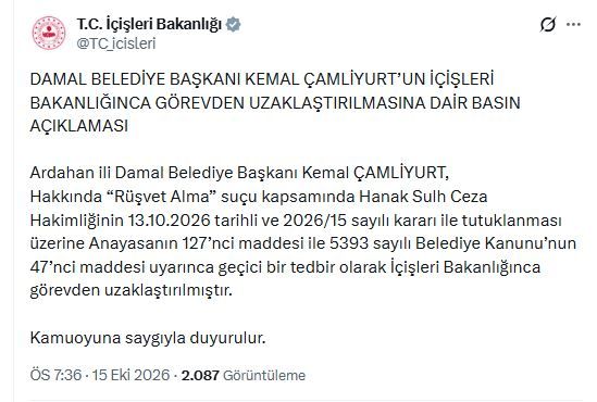Tutuklanan Damal Belediye Başkanı Görevden Alındı